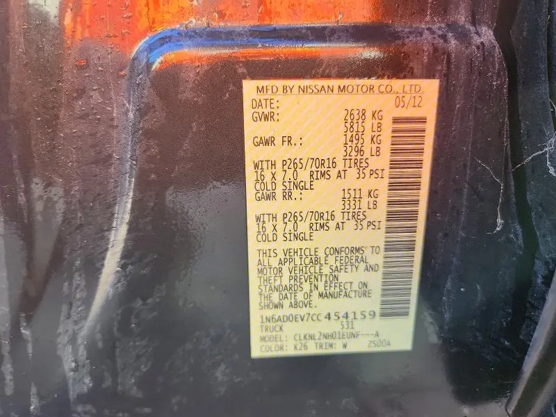 2012 NISSAN FRONTIER S  