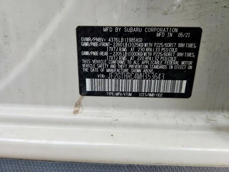 2021 SUBARU CROSSTREK SPORT  