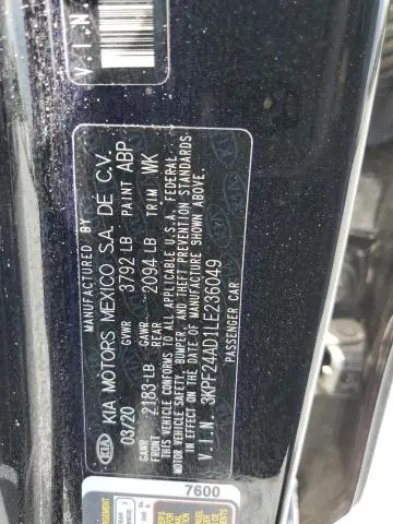 2020 KIA FORTE FE  