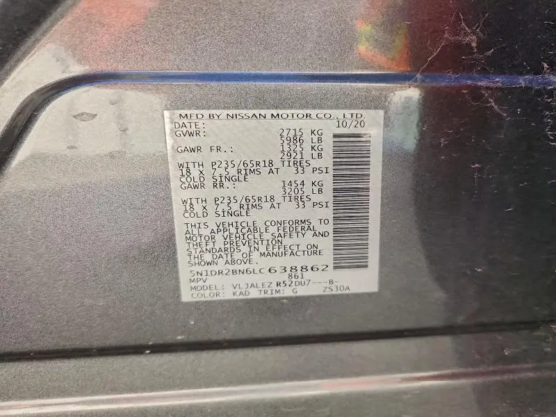 2020 NISSAN PATHFINDER SV  