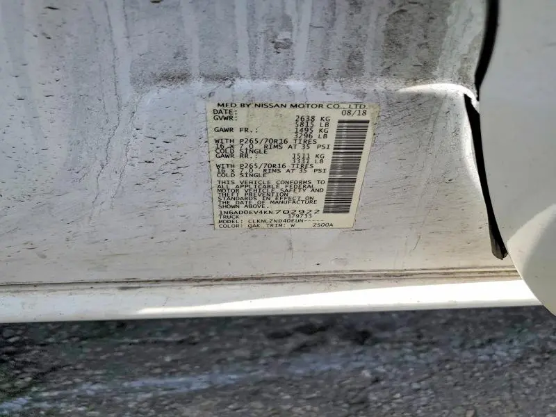 2019 NISSAN FRONTIER SV  