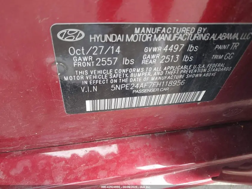 2015 HYUNDAI SONATA SE