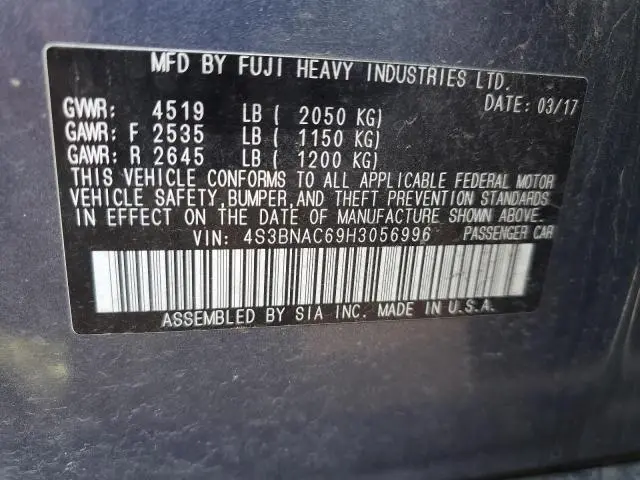 2017 SUBARU LEGACY 2.5I PREMIUM  