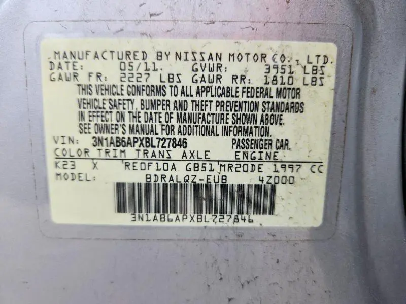 2011 NISSAN SENTRA 2.0  