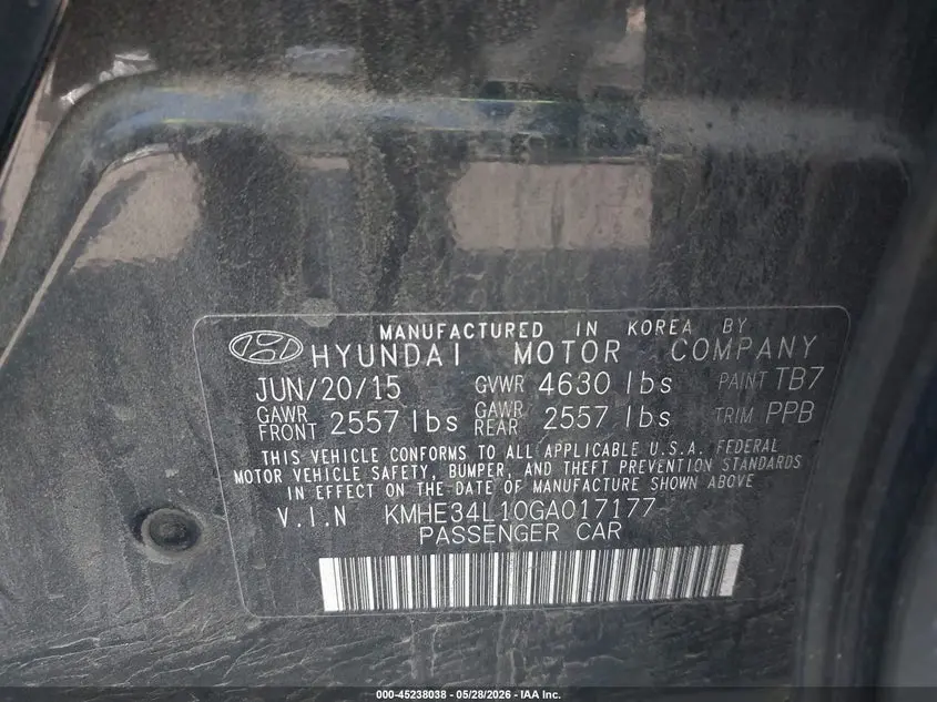 2016 HYUNDAI SONATA HYBRID LIMITED