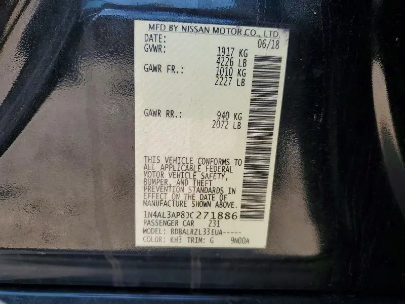 2018 NISSAN ALTIMA 2.5 SL  