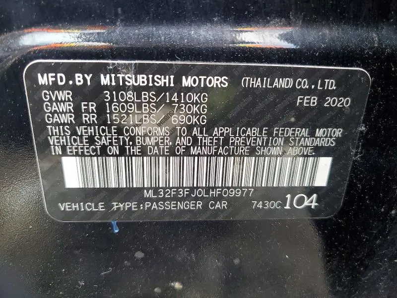 2020 MITSUBISHI MIRAGE G4 ES  