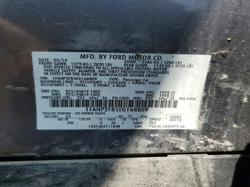 2014 FORD TAURUS LIMITED  