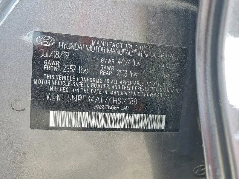 2019 HYUNDAI SONATA LIMITED  