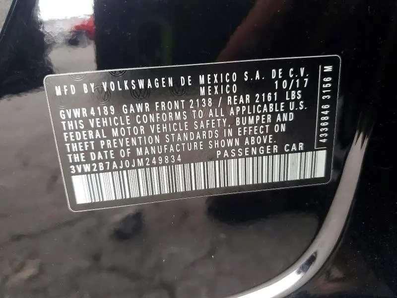 2018 VOLKSWAGEN JETTA S  