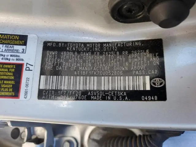 2012 TOYOTA CAMRY BASE  