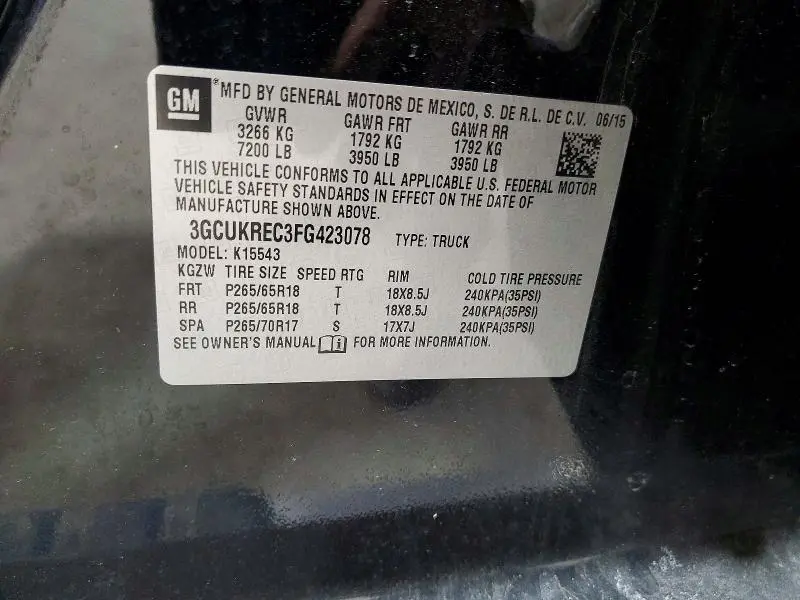 2015 CHEVROLET SILVERADO K1500 LT  