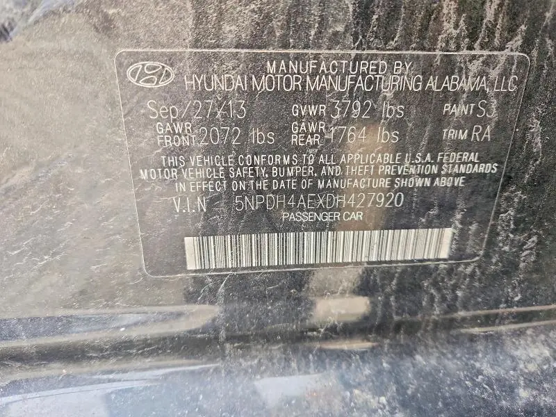 2013 HYUNDAI ELANTRA GLS  