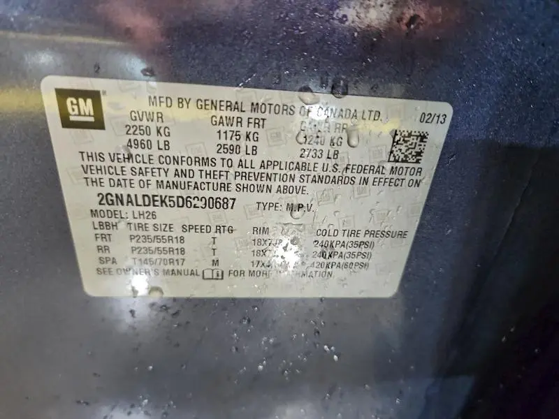 2013 CHEVROLET EQUINOX LT  