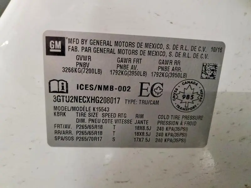 2017 GMC SIERRA K1500 SLT  