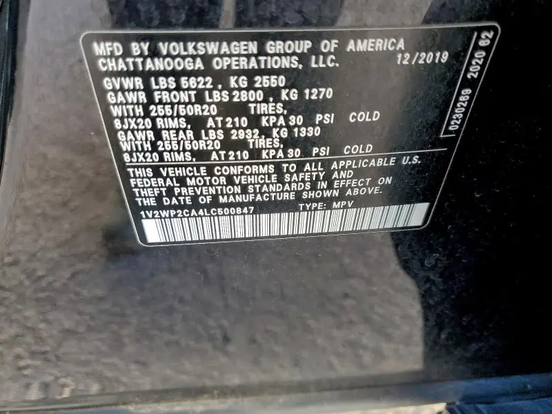 2020 VOLKSWAGEN ATLAS SE  