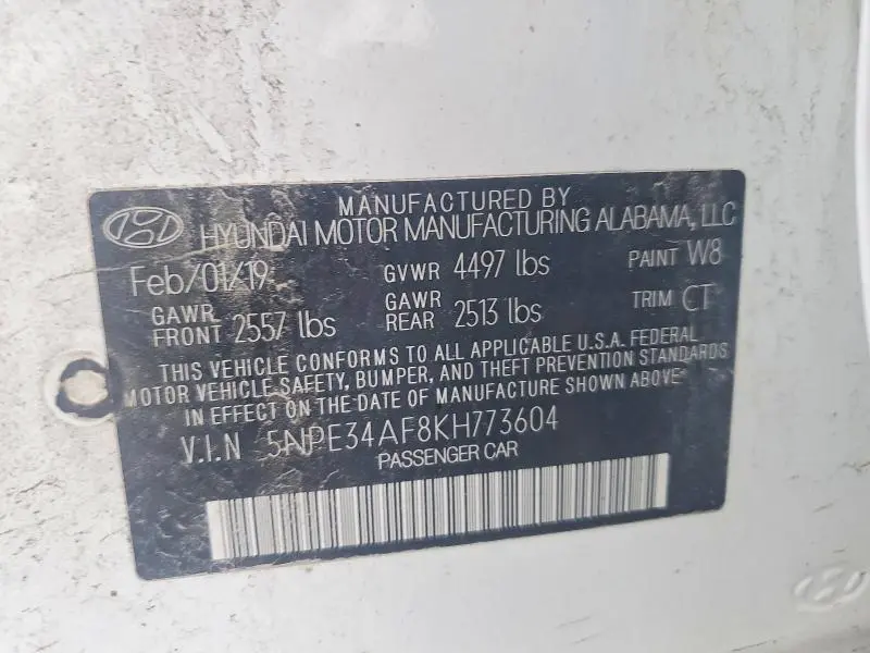 2019 HYUNDAI SONATA SEL  