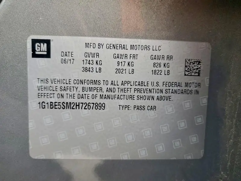 2017 CHEVROLET CRUZE LT  