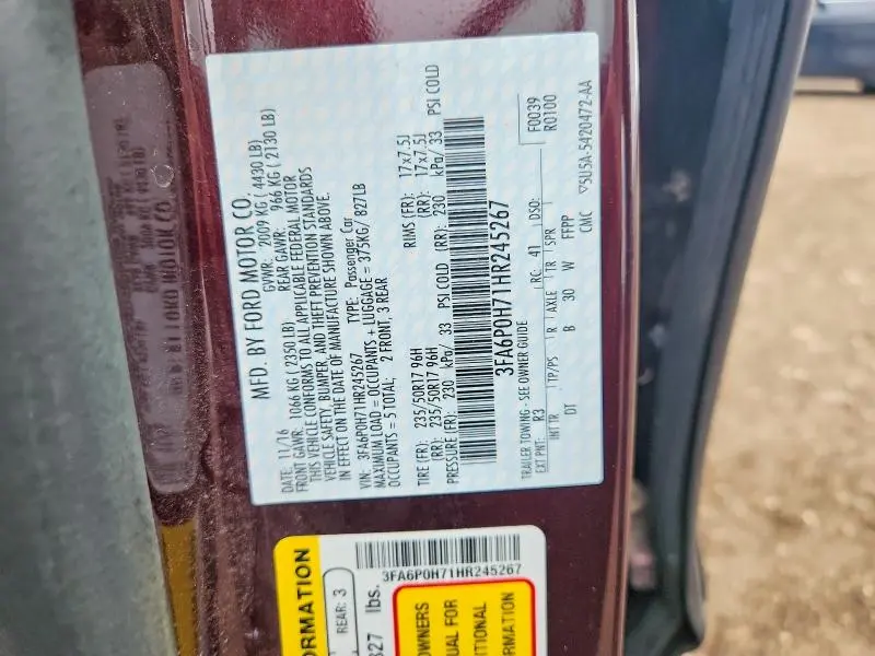 2017 FORD FUSION SE  