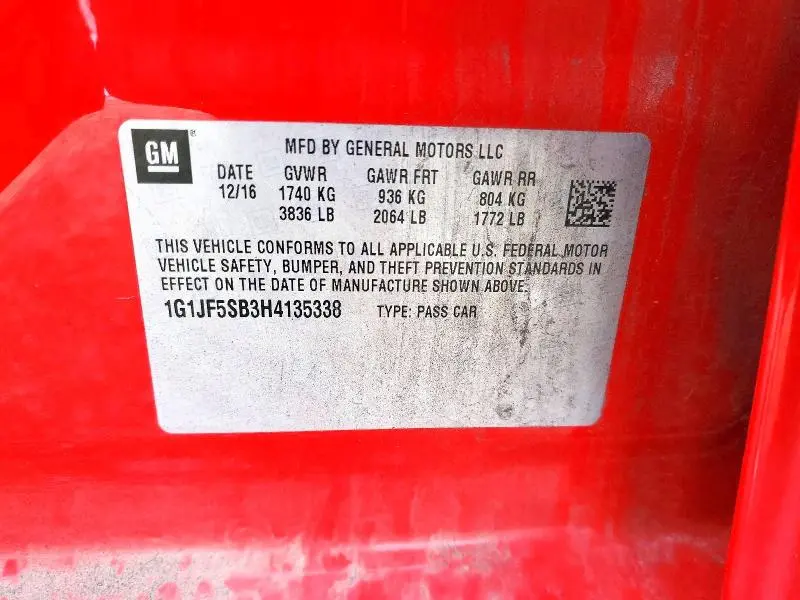 2017 CHEVROLET SONIC PREMIER  