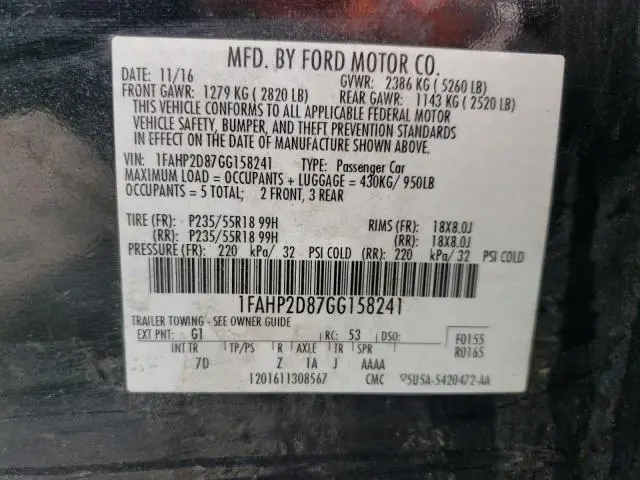2016 FORD TAURUS SE