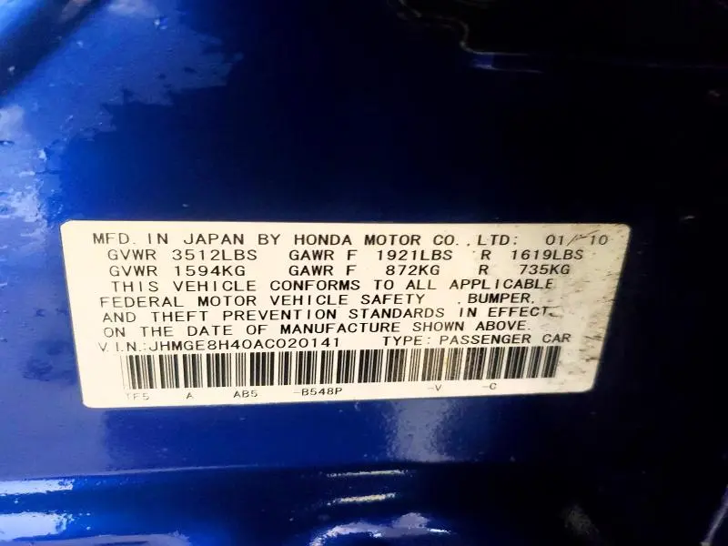 2010 HONDA FIT SPORT  