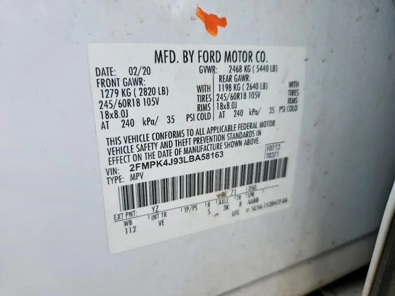 2020 FORD EDGE SEL  