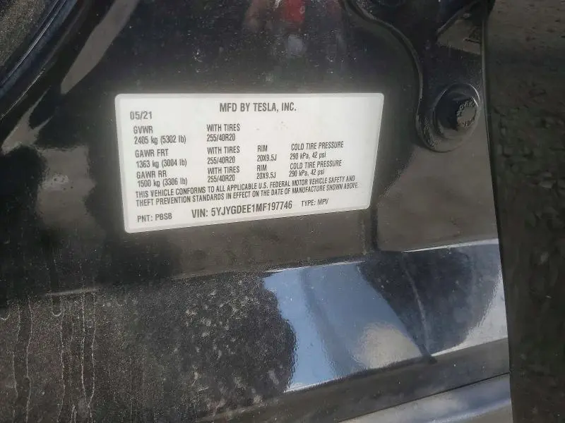 2021 TESLA MODEL Y   