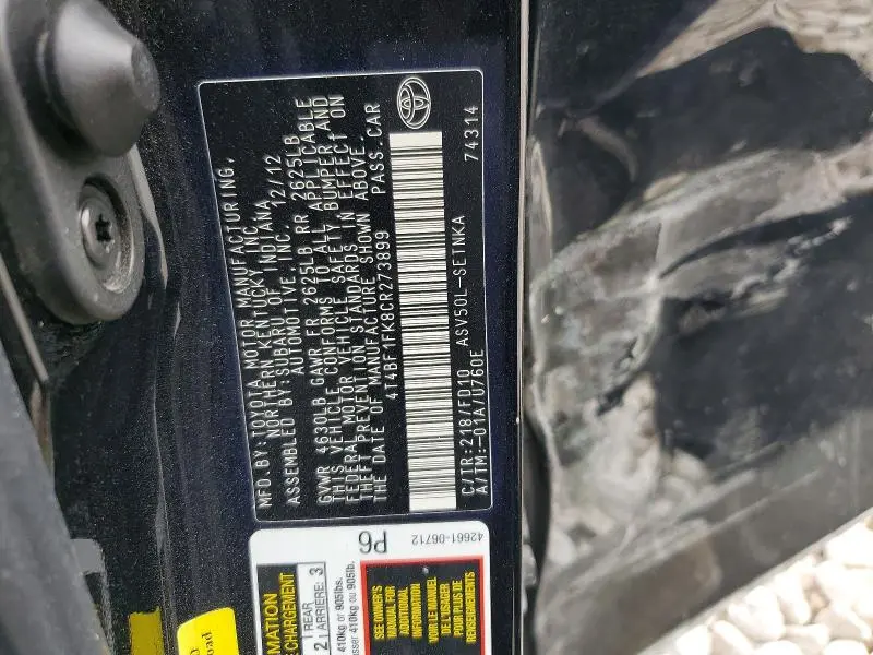 2012 TOYOTA CAMRY   