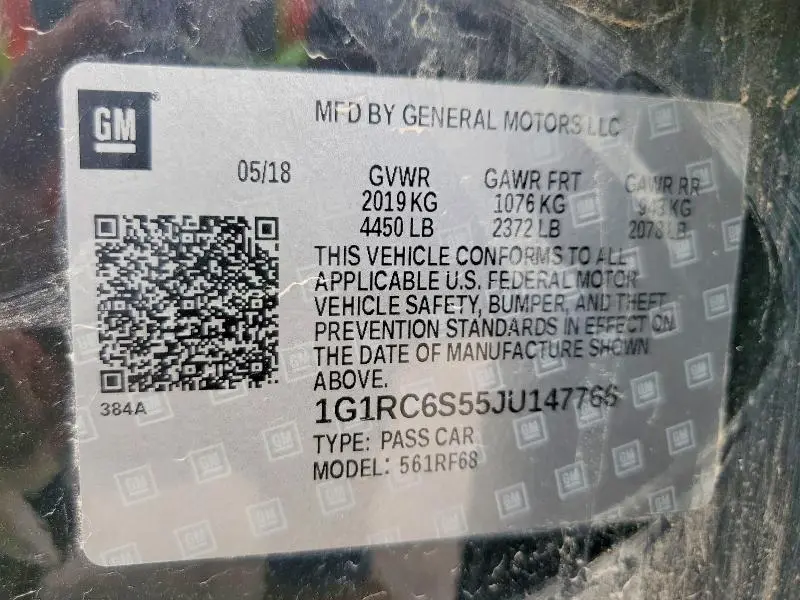 2018 CHEVROLET VOLT LT  