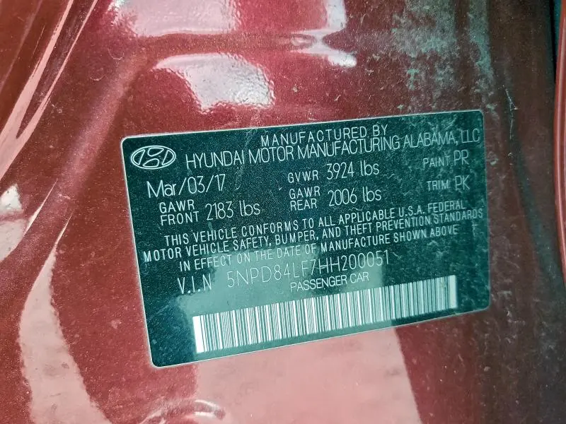 2017 HYUNDAI ELANTRA SE  