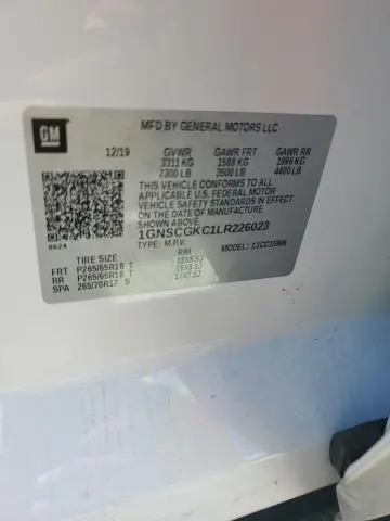 2020 CHEVROLET SUBURBAN C1500 LS  