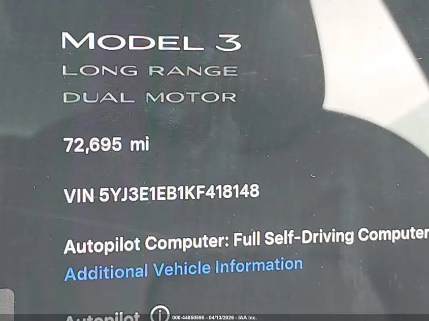 2019 TESLA MODEL 3 LONG RANGE/PERFORMANCE