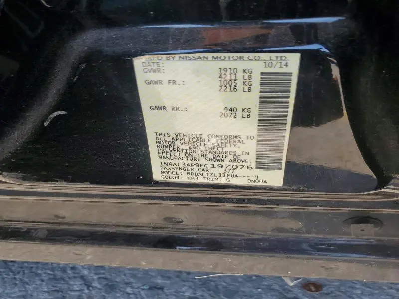 2015 NISSAN ALTIMA 2.5 SV  