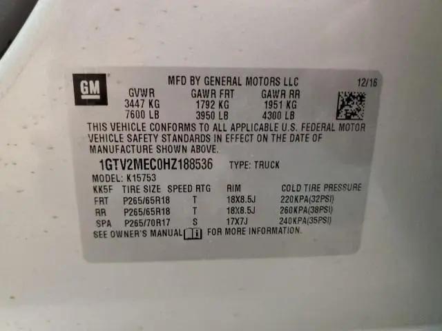 2017 GMC SIERRA K1500 SLE  