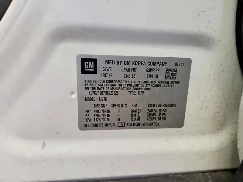 2017 CHEVROLET TRAX 1LT  