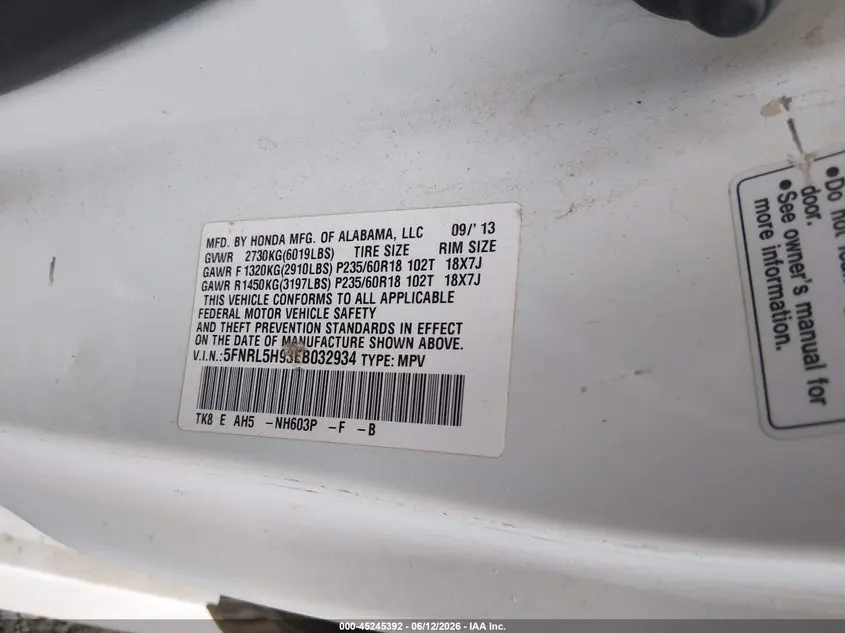 2014 HONDA ODYSSEY TOURING/TOURING ELITE