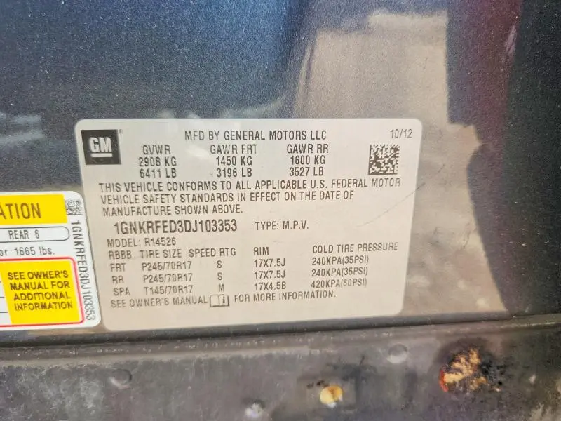 2013 CHEVROLET TRAVERSE LS  