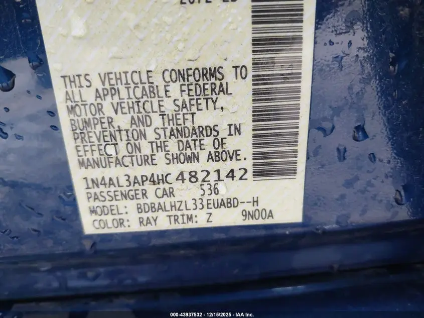 2017 NISSAN ALTIMA 2.5 SR