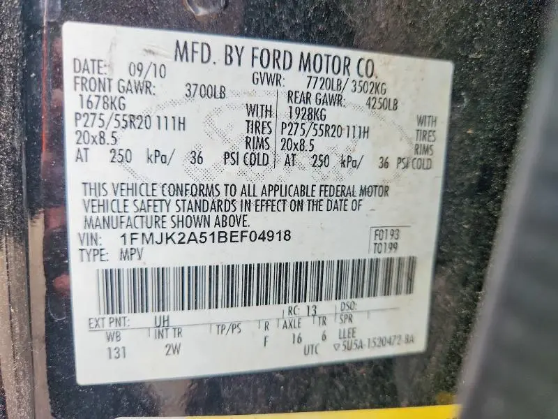 2011 FORD EXPEDITION EL LIMITED  