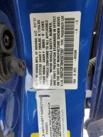 2017 HONDA CIVIC EX  