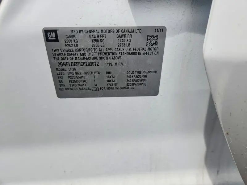 2012 CHEVROLET EQUINOX LT  