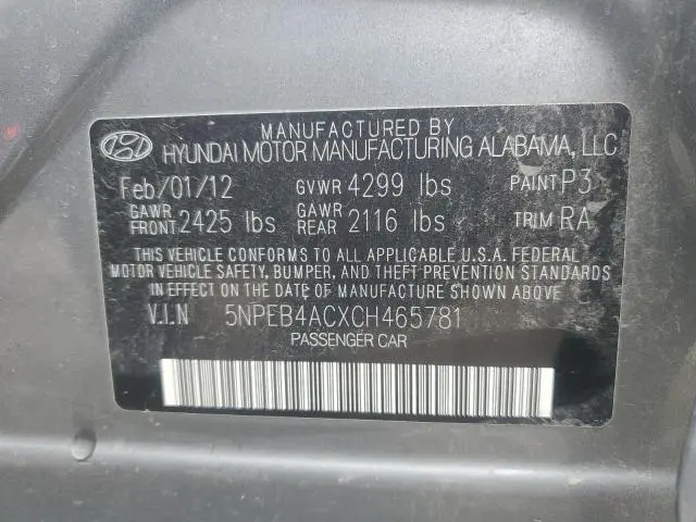 2012 HYUNDAI SONATA GLS