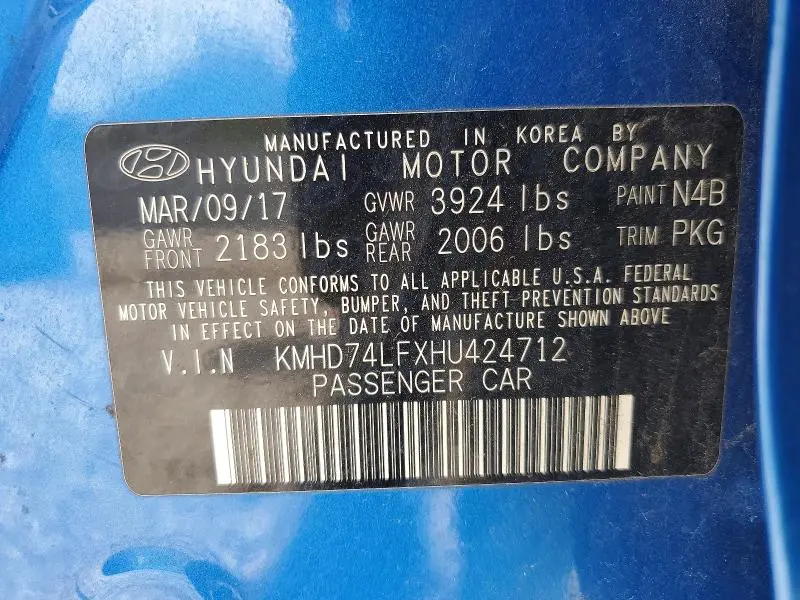 2017 HYUNDAI ELANTRA SE  