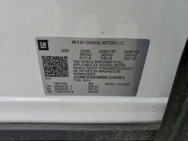 2021 CHEVROLET TRAVERSE LT  