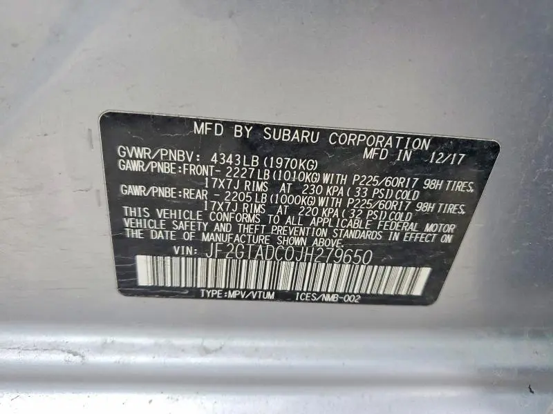 2018 SUBARU CROSSTREK PREMIUM  