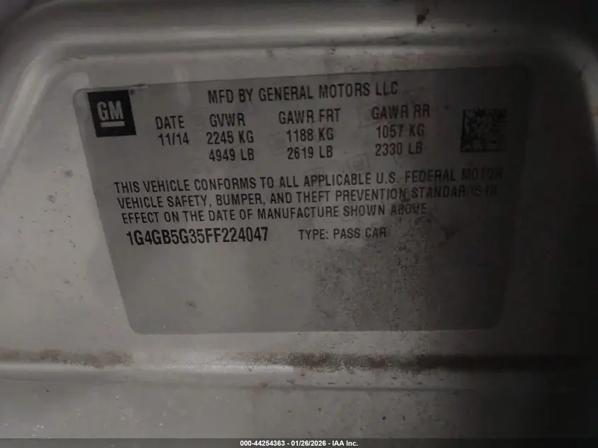 2015 BUICK LACROSSE LEATHER