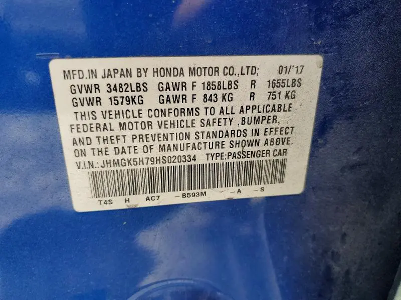 2017 HONDA FIT EX  