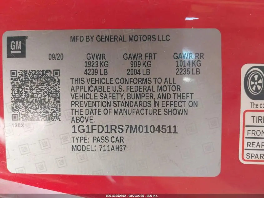 2021 CHEVROLET CAMARO RWD  2LT