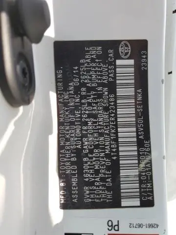 2014 TOYOTA CAMRY L  